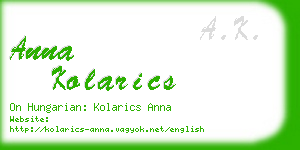 anna kolarics business card